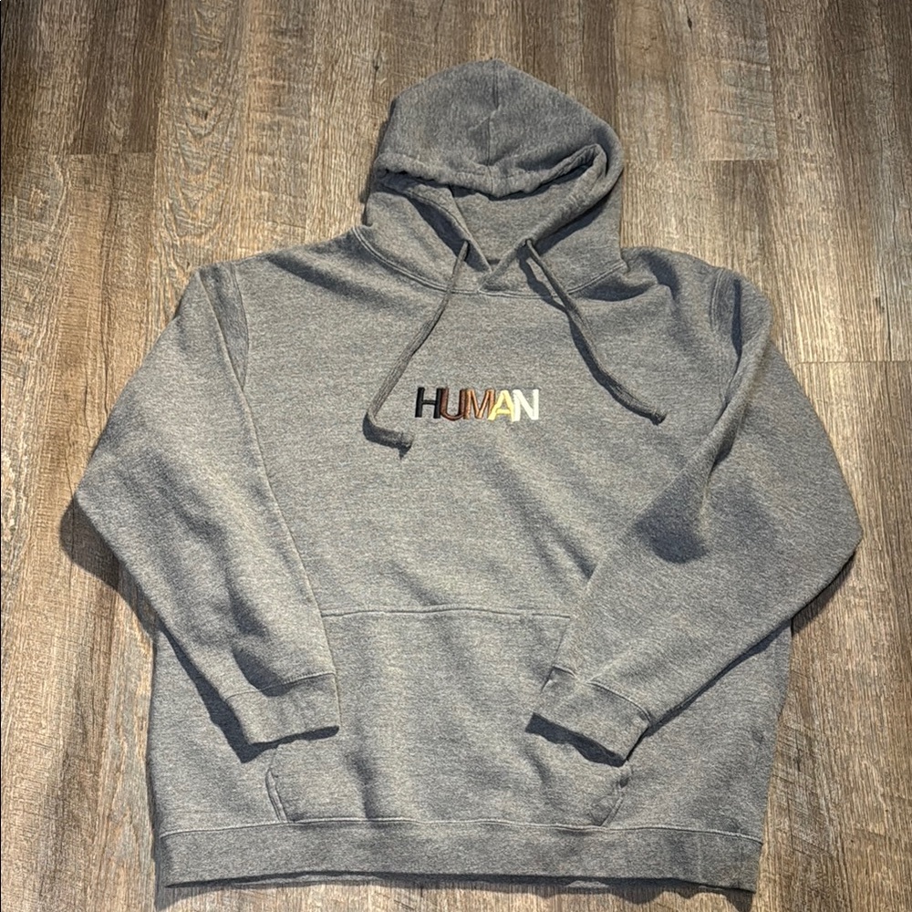 Stylish Gray Hoodie with 'HUMAN' Logo